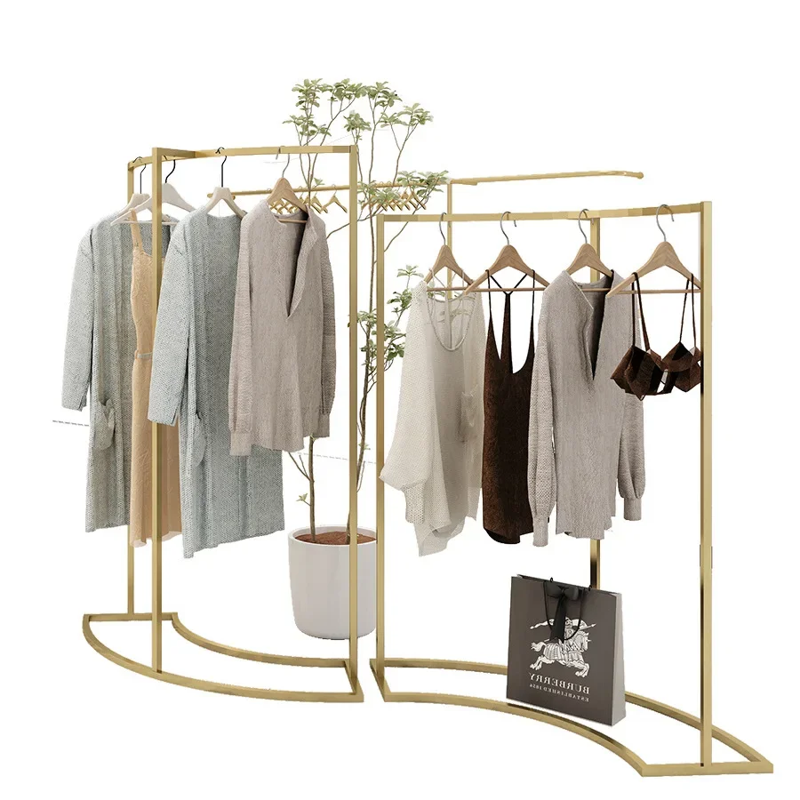 Standing Cloth Racks Tall Dustproof Corner Boutique Drying Vertical Heavy Pole Clothes Hanger Organised Store Furniture