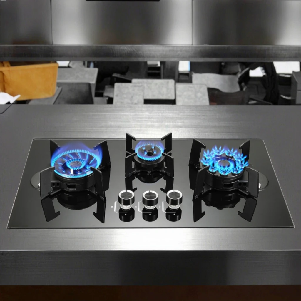 

Оптовая продажа умной газовой плиты из закаленного стекла с тремя конфорками газовые плиты для домашнего ресторана