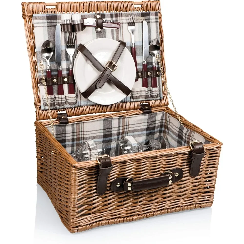 

Bristol Picnic Basket for 2 - Wicker Picnic Set for Perfect Outdoor Dining