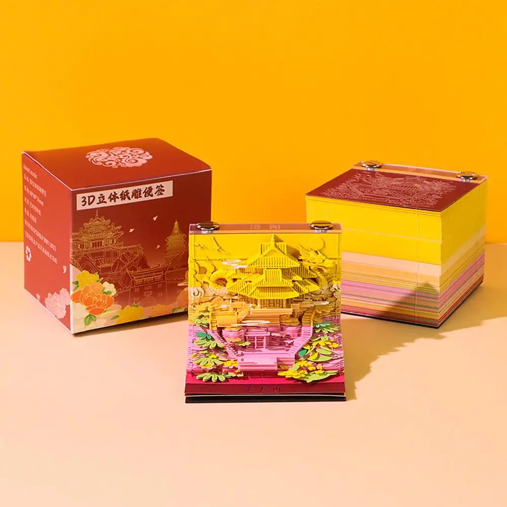 4 Arten chinesischer 3D-Kalender, Notizblock, magisches Schloss, 3D-Kalender, 3D-künstlerische Notizpapierwürfel, Memo-Geschenk, 2026-Block, Geburtstags-Notizblock R6b4 – Detail 8