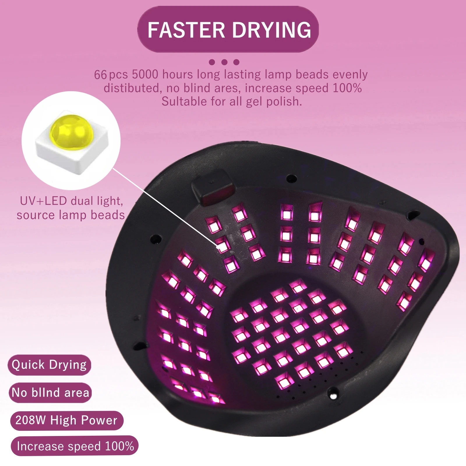 208W D8 lampa UV do paznokci do Manicure 66LEDs żelowe suszarka z dużym dotykiem LCD profesjonalne narzędzia do suszenia inteligentne paznokcie