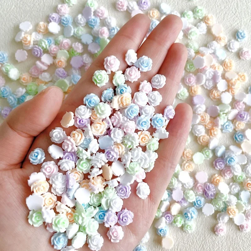 100Pcs Nail Art Mini Flower Resin Gem Stones DIY Nail Crafts 3D Stickers For Gel Polish Nail Accessories Multi-Colors Flower