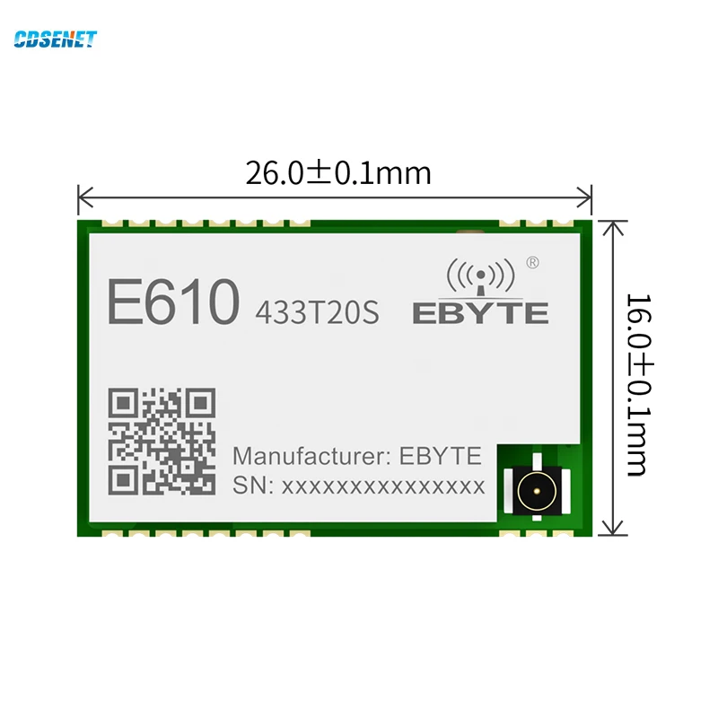 CDSENT 433MHz Wireless Module E610-433T20S 20dBm High-Speed Continuous Transmission IPEX SMD Module Low Latency High Air Speed