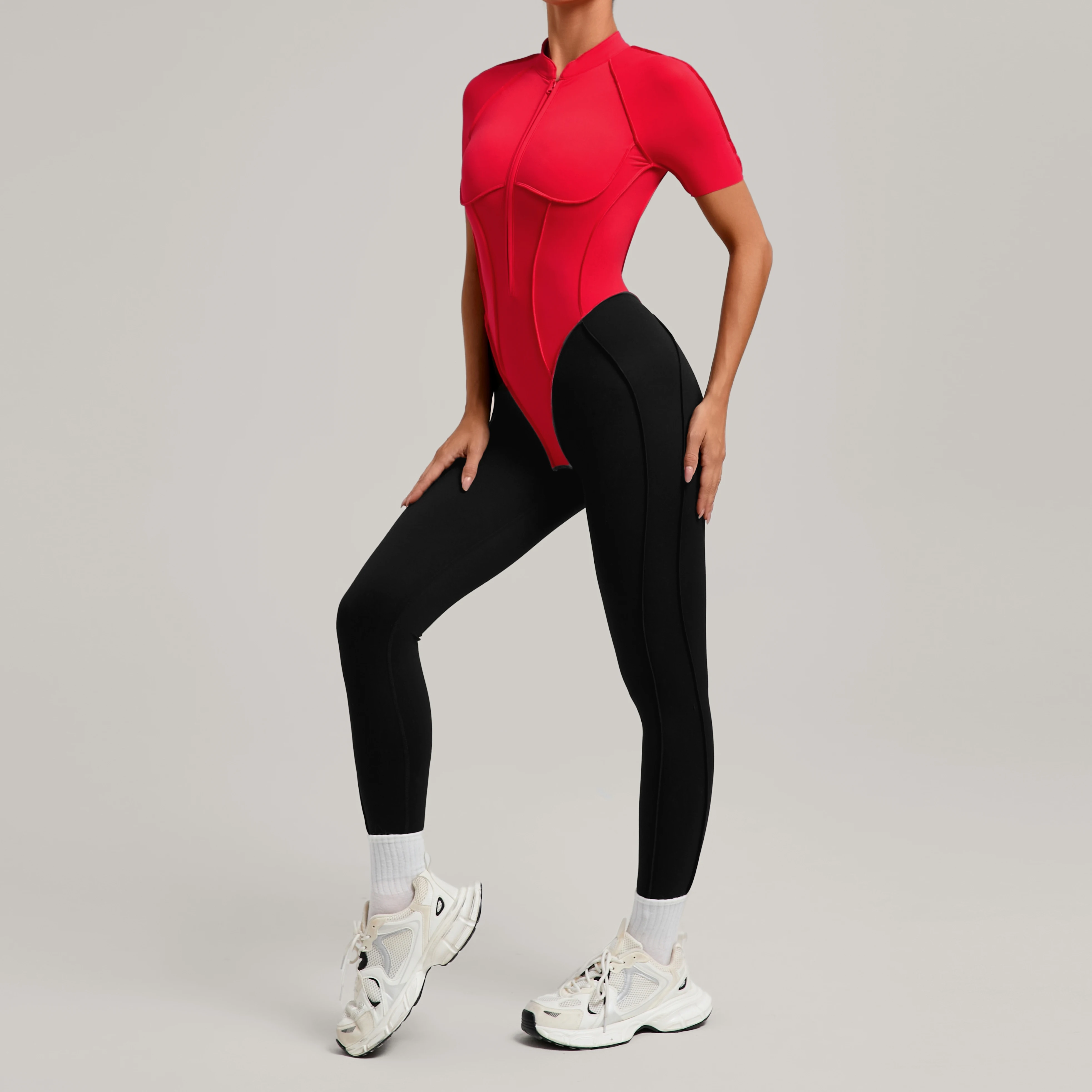Zipper Workout Jumpsuit Sports Overalls Women Gym Clothing Running Fitness Suits Gym Tracksuit Short Sportswear Yoga  Jumpsuit