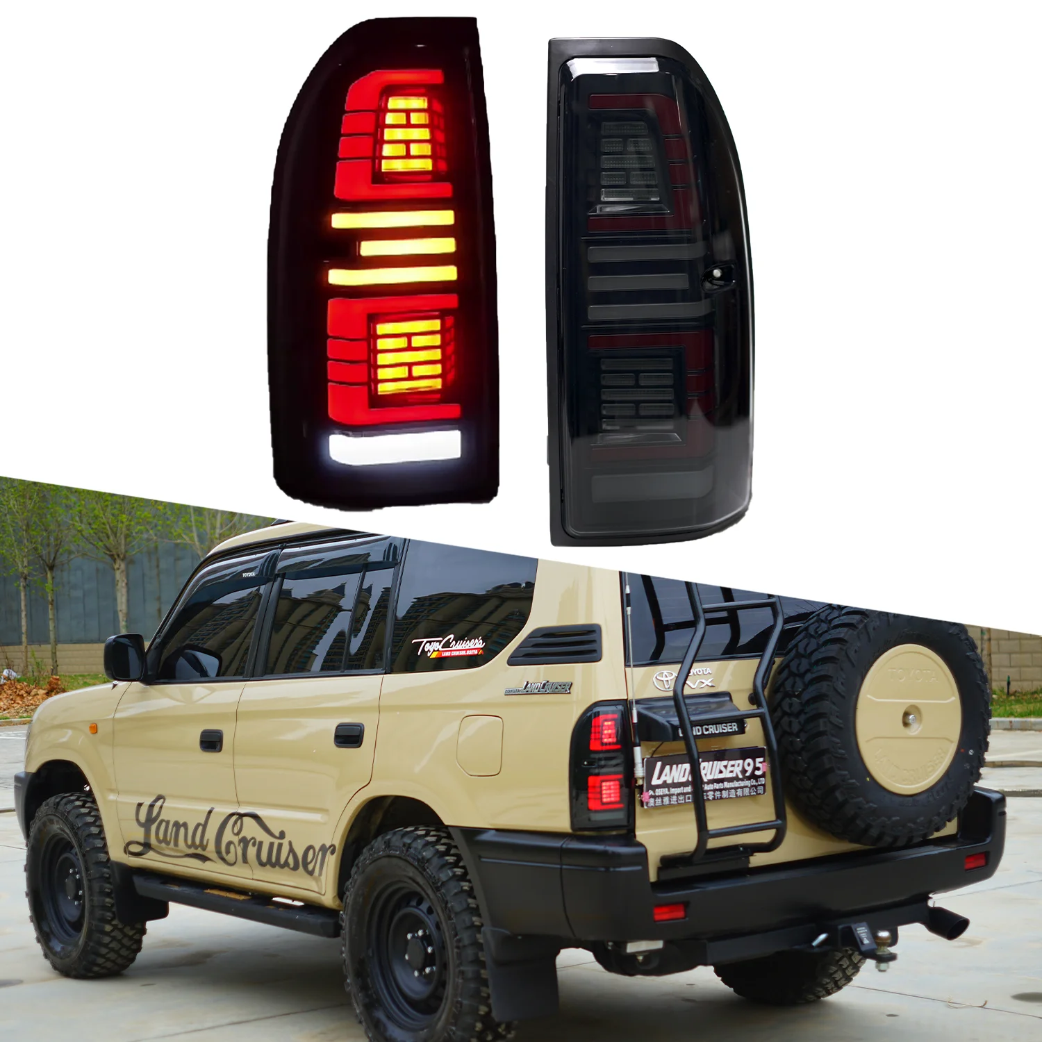 

Led Taillights For Toyota Land Cruiser LC90 LC95 1996-2002 With Dynamic Animation Prado Modified Car Led Tail Lights Assembly