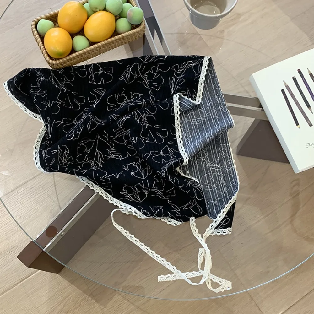 Sexy pastoral style triangular scarf pure cotton lightweight and fresh floral headband sun hat triangular hairband