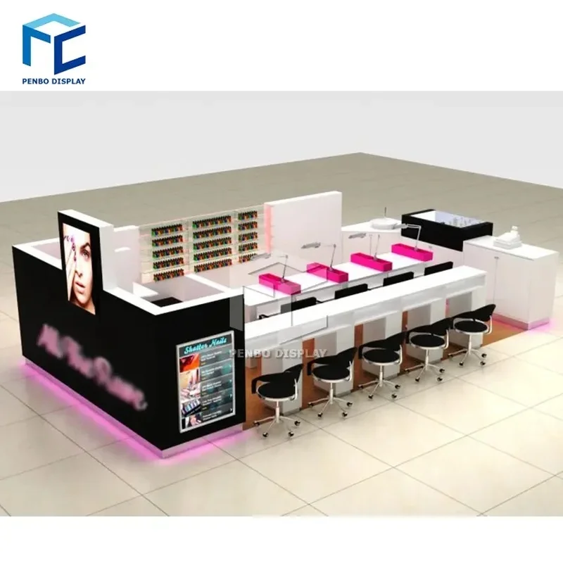 custom.Cosmetic Table Showcase Modern Nails Bar Supplies Nail Salon Furniture Manicure Nail Table Beauty Hair Salon Station