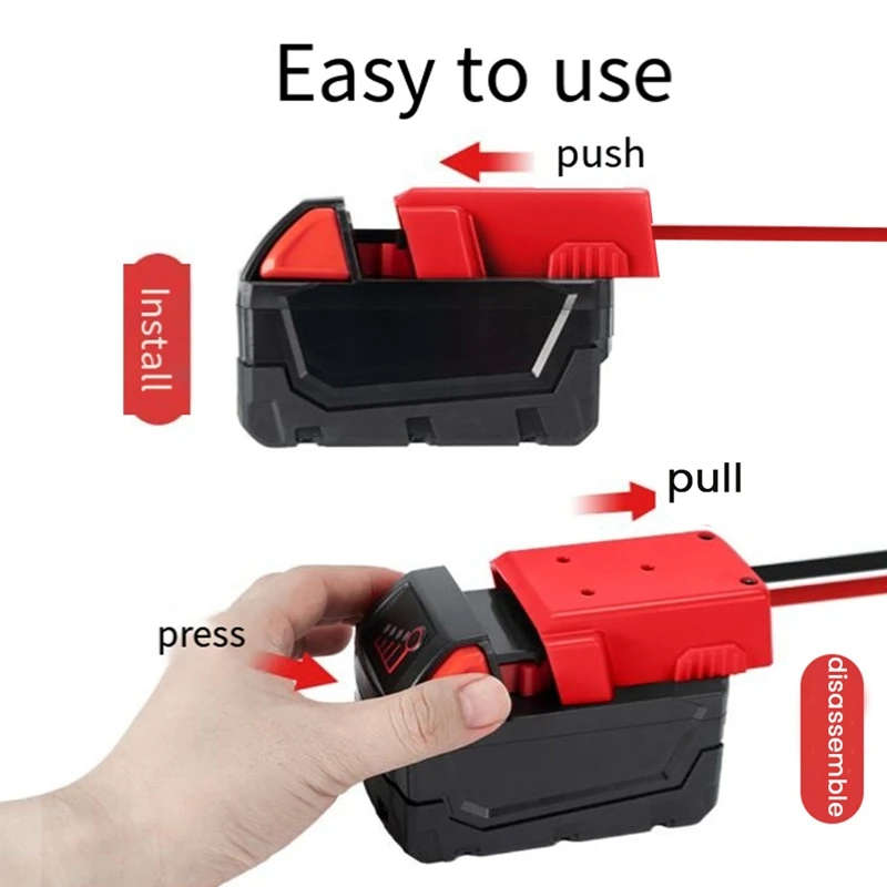 Adaptador de bateria diy para milwaukee 18v, adaptador de rodas elétricas de bateria de lítio com fusível para caminhão rc, brinquedos robóticos, fácil instalação