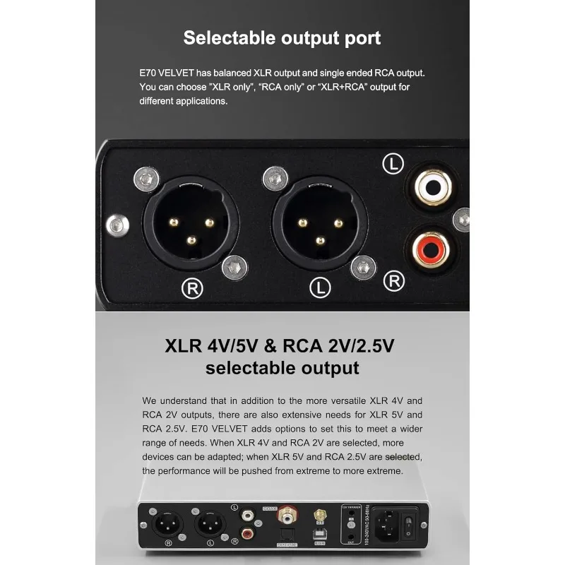 Decodificatore audio DAC E70 Velvet AK4499EX - Bluetooth5.1 LDAC Hires XU316 32 bit/768 kHz DSD512 Ingresso BT/USB/Coax/Opt RCA/XLR