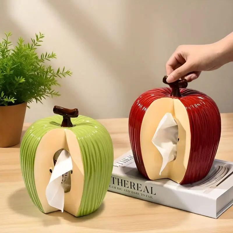 

Creative Ceramic Apple Tissue Box Living Room Cute Napkins Paper Drawn Paper Box Desktop Decoration