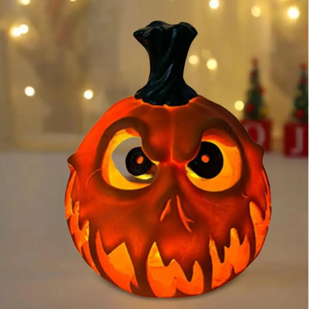 Pumpkin Statue Light Crafts Halloween Decoration for Tabletop Shelf Desk