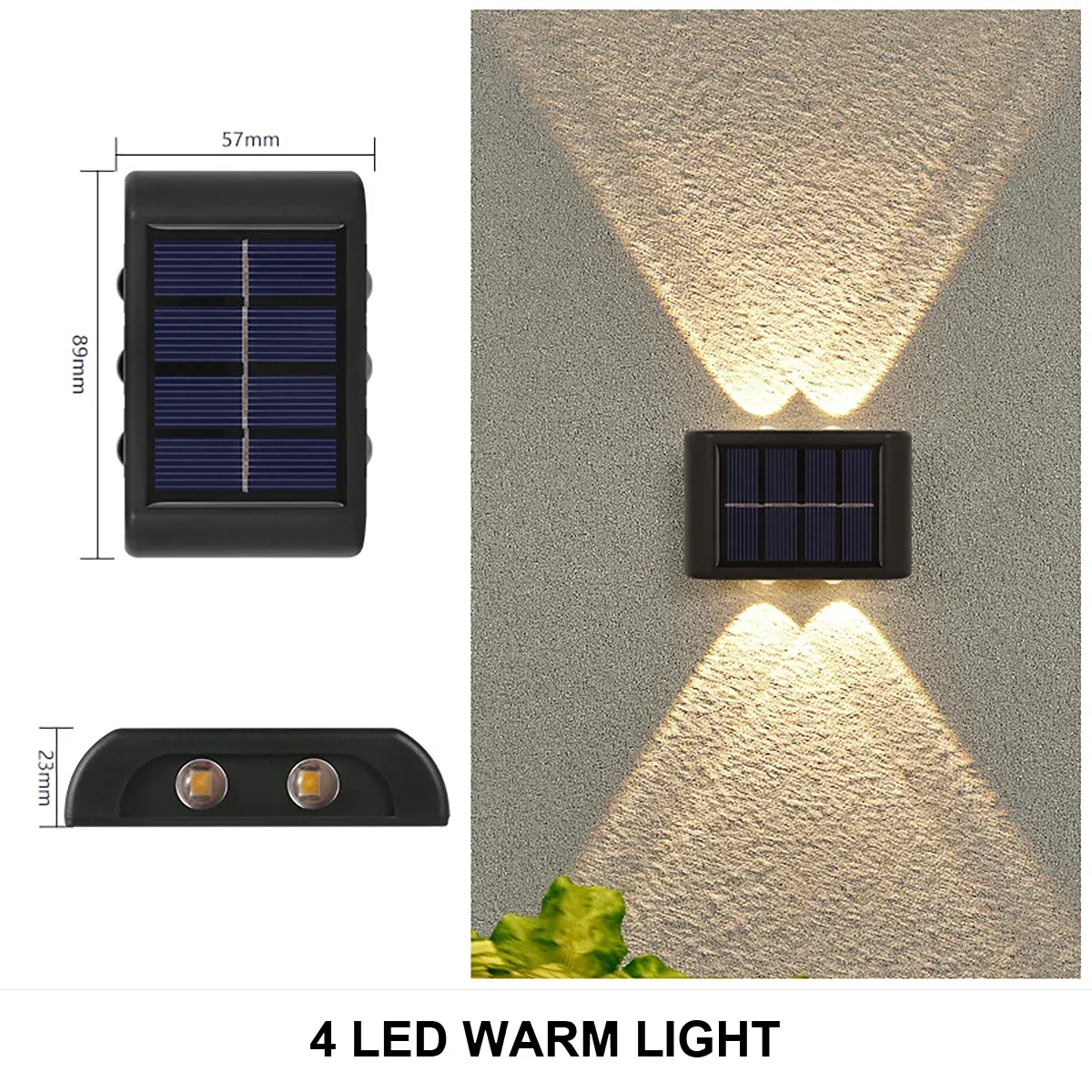 LED-lamp op zonne-energie, waterdichte wandlamp voor buiten, hekverlichting van zonsondergang tot zonsopgang voor zomertuin, veranda, loopbrug, camping, huis, december