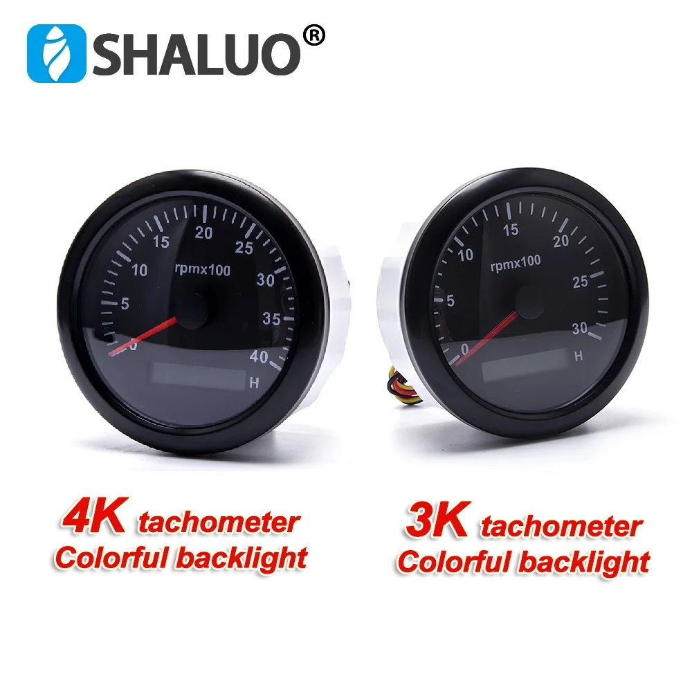 

85MM Backlight Diesel Engine Tachometer RPM Speed Meter Gauge 3000RPM 4000RPM With Digital Hourmeter Generator Parts DC9-32V