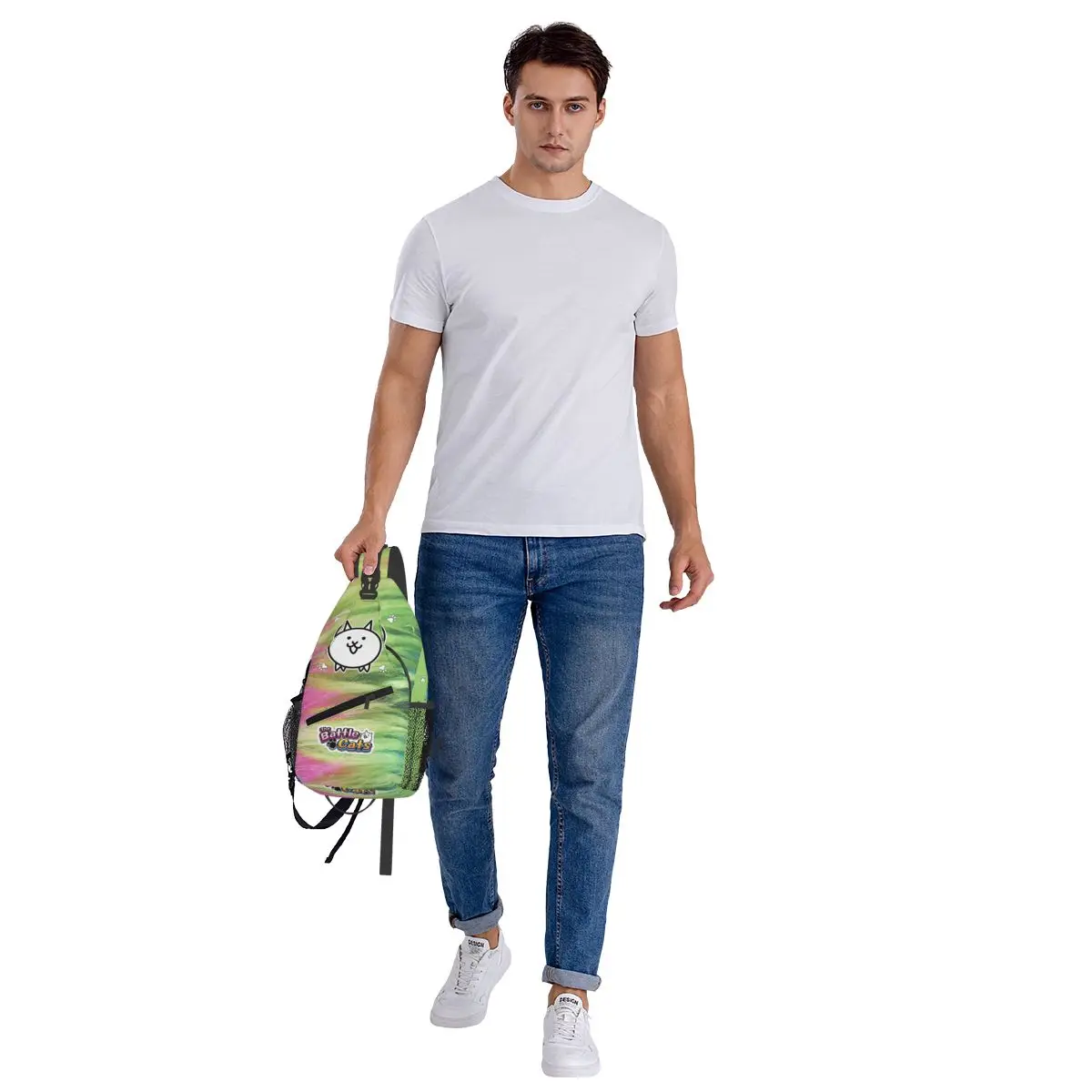 لطيف القطط المعركة الملونة حقيبة الصدر الرجال الرافعة Crossbody على ظهره حقيبة صدر للرجال السفر المشي لمسافات طويلة Daypack حقيبة كتف