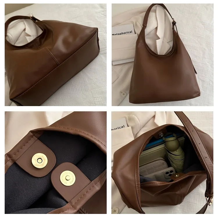 Large capacity commuting new winter popular 2025 solid color simple versatile fashion high sense texture casual single shoulder image 6