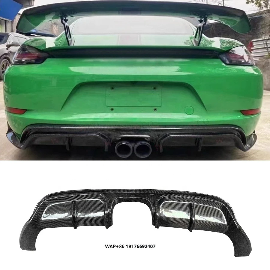 

Real Carbon Fiber Rear Bumper Lip forPorsche 718 Cayman Boxster Upgrade Rear Diffuser 2016+ Bodykit