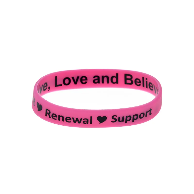 1 PC Impresso Hope Empowerment Pulseiras de Silicone Pulseira Inspiradora Rosa Tamanho Adulto
