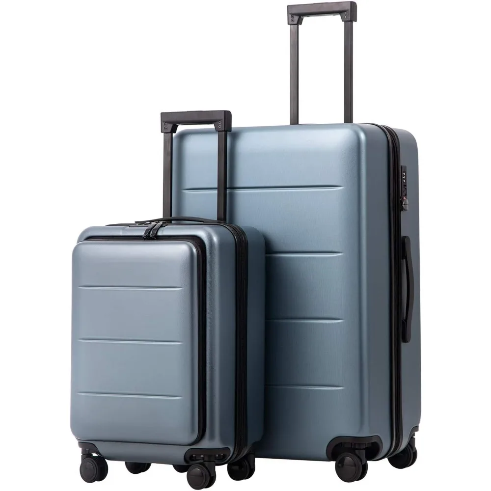 

COOLIFE Luggage Suitcase Piece Set Carry On ABS+PC Spinner Trolley with pocket Compartmnet Weekend Bag(Night navy, 2-piece Set)