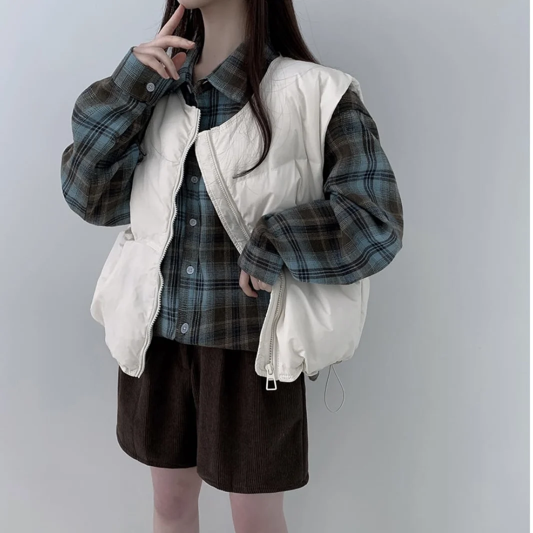 

Faionable Women's Vest Loose Layering Sle Retro Design Winter Outerwear Cotton irt Casual Commute No-Sve Top