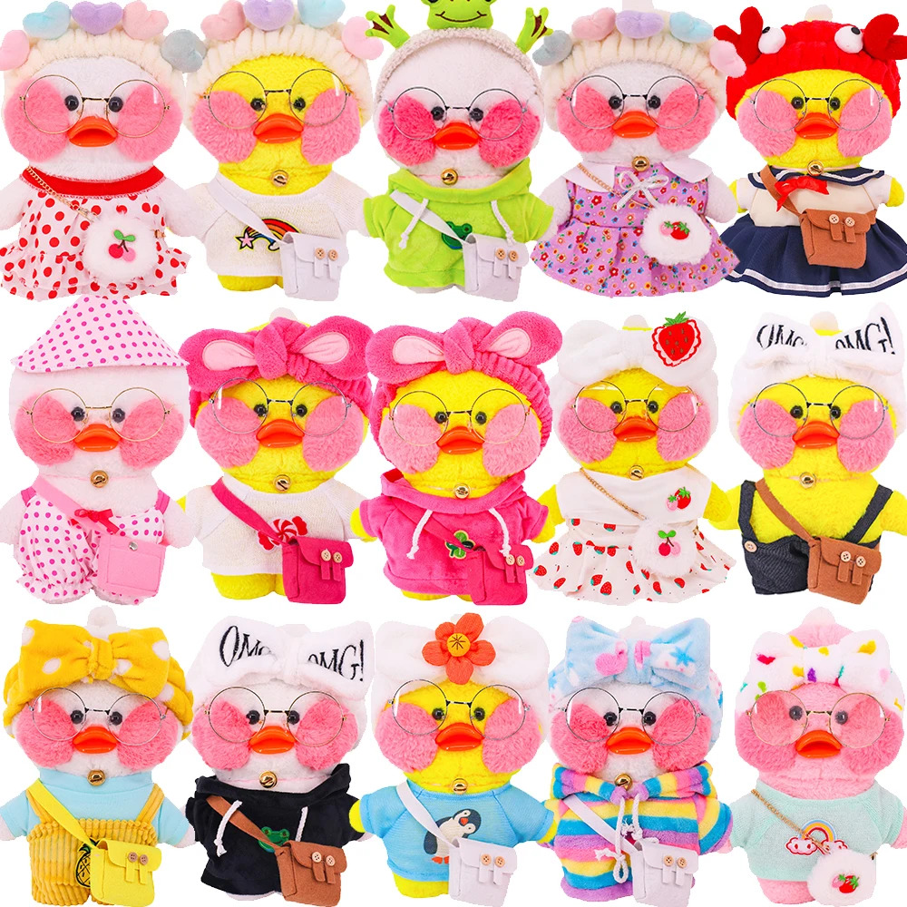 Doll Clothes For Yellow Duck Uniform Set Sweater Floral Dress 30cm Lalafanfan Duck Doll Accessories Children Toys Birthday Gifts