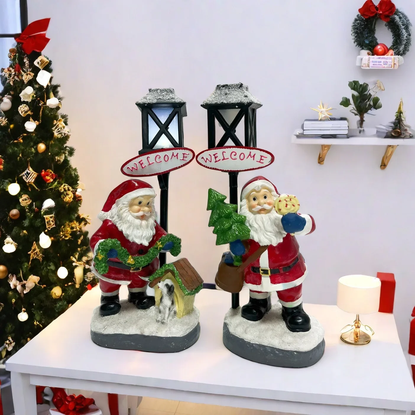 New Santa Claus ornament glowing snowman resin crafts desktop Christmas atmosphere decoration product