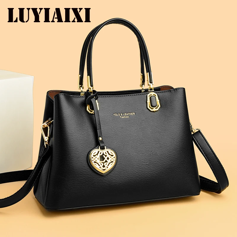 

Дизайнерская женская сумка-мессенджер из мягкой кожи, 3 слоя, через плечо, большая вместимость, 2026