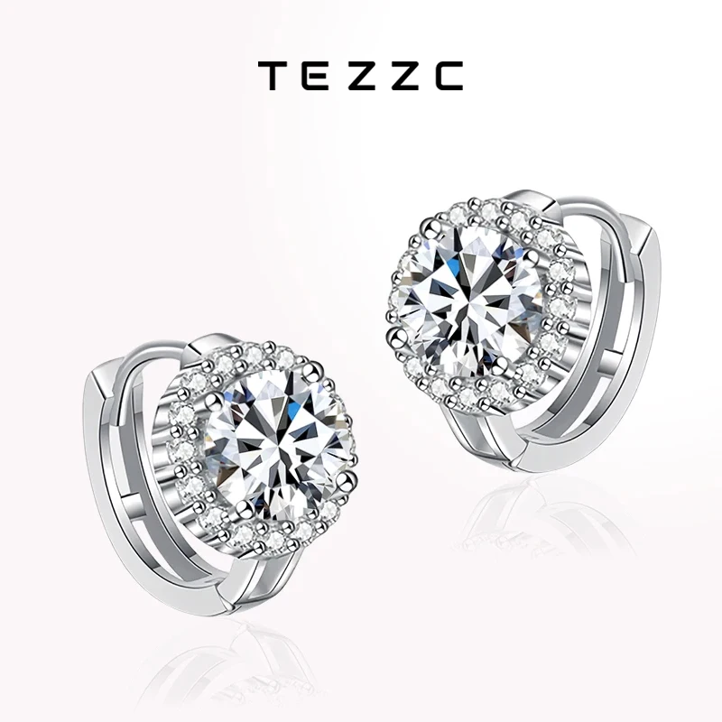 Tezzc 1 Carat D Color Moissanite Ear Stud Earrings For Women 925 Sterling Silver Sparkling Wedding Earring Fine Jewelry Gifts