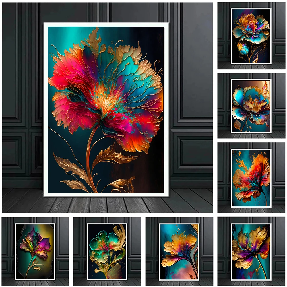 

Nordic Abstract Flower Canvas Painting Wall Art Modern Colorful Peony Flowers Poster Prints For Living Room Home Decor Aesthetic