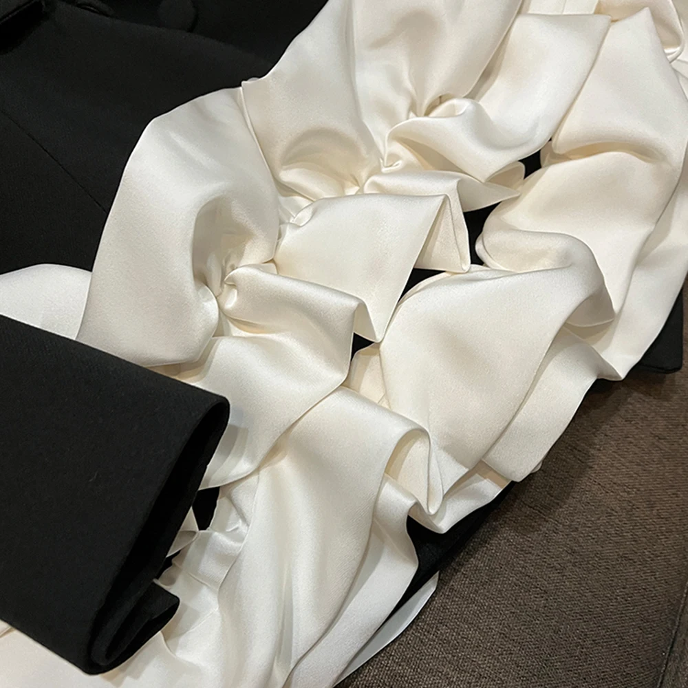 Twotwinstyle hit cor vestidos de emagrecimento para mulheres lapela manga longa cintura alta emendado dobras elegante vestido feminino novo kdr 520701