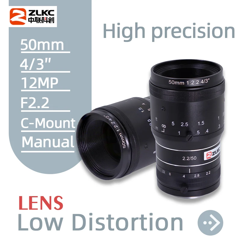 

Camera Lens 50mm C Mount 4/3" 12MP Fixed Focal 12Megapixel Low Distortion CCTV Lens for Industrial Inspection and Machine Vision