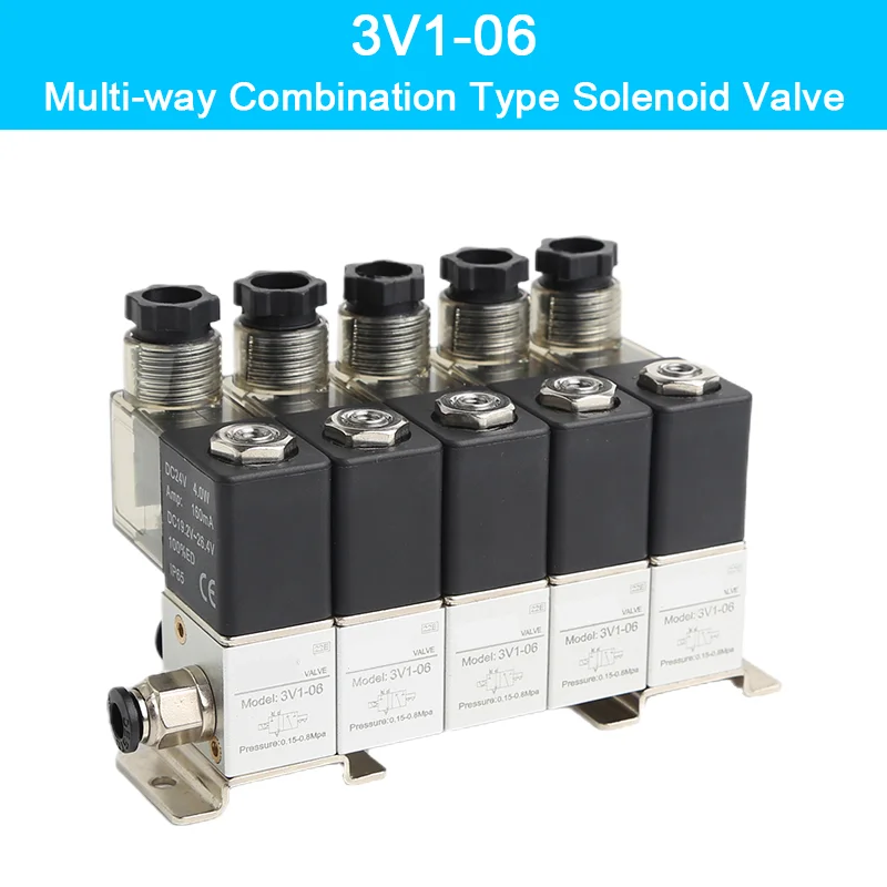 

Direct Action Electromagnetic Valve 3V1-06 1/8" 2 Position 3 Way Multi-way Combination Type Solenoid Valve AC110V AV220V DC12V