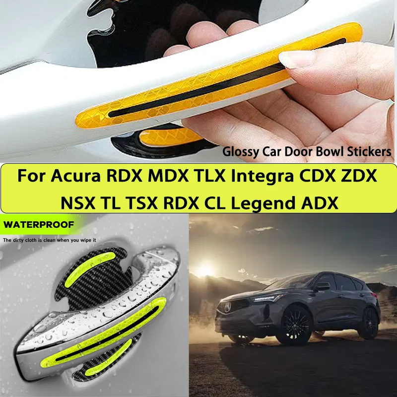Reflective Car Stickers Car Door Handle For Acura RDX MDX TLX Integra CDX ZDX NSX TL TSX RDX CL Legend ADX