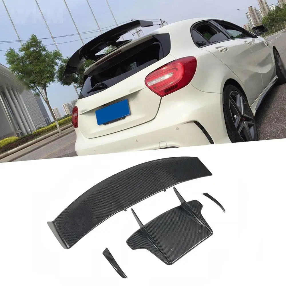 Car Duckbill Rear Trunk Wing Spoiler For Benz W176 A180 A200 A260 A45 AMG Hatchback 2013-2017 V Style Spoiler Carbon Fiber