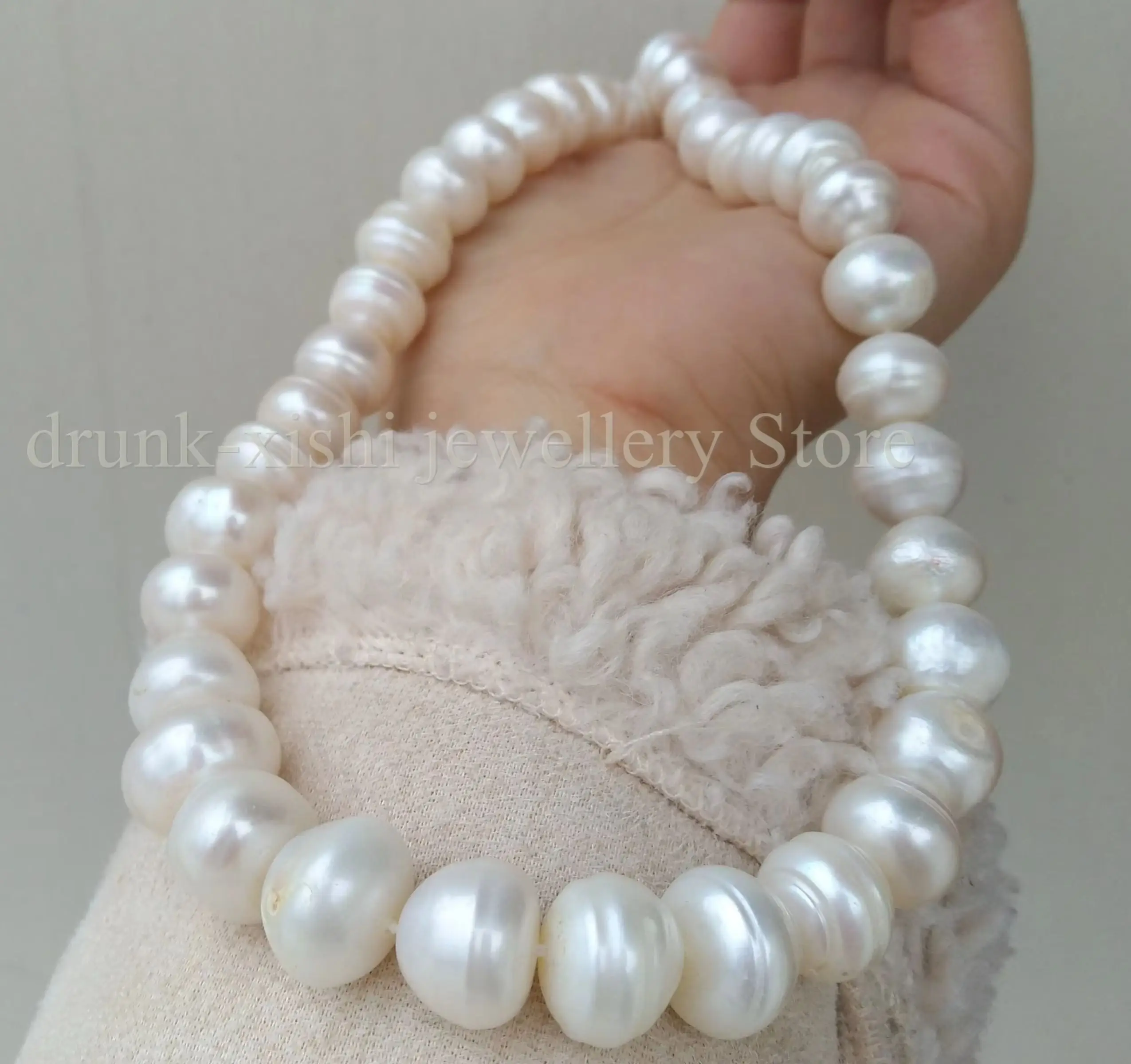 

Настоящее уникальное красивое натуральное ожерелье из белого жемчуга Южного моря 12-13 мм в стиле барокко 18 дюймов/45 см, подходит для любого случая