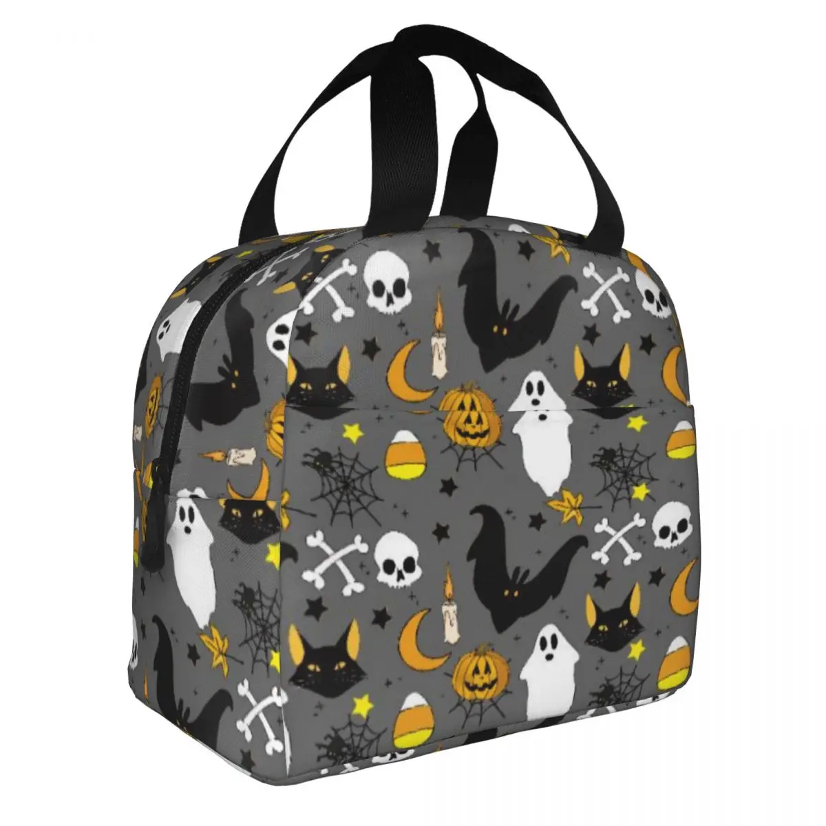 Funny Halloween Insulated Lunch Bag for  Picnic All Hallow Mas Pumpkin Witch Leakproof Thermal Cooler Bento Box Women Kids