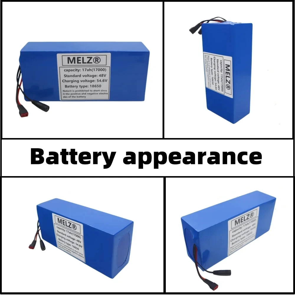 MELZ new 18650 13S5P 48V 17Ah 18650 3400mah 13S5P lithium-ion battery pack with built-in 30A BMS+54.6V2A charger