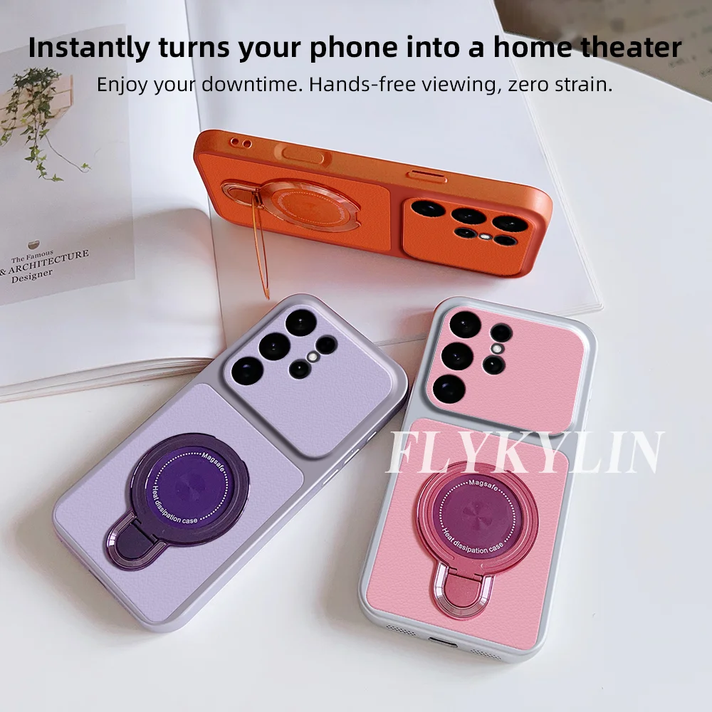 For Samsung A15 A25 A35 A55 A05S A14 A24 A34 A54 Anti Drop Protective Shell With Lychee Leather Surface For Ultra-thin Bracket