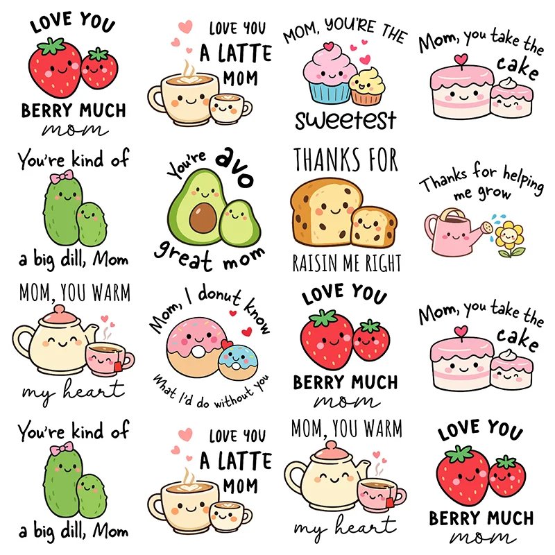 Cartoon fruit dessert Set Heat Transfer Vinyl Iron On Stickers for Doll Clothes T-shirt DIY Craft Decoration