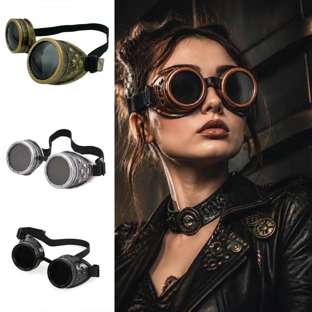 Retro Steampunk Goggles Windproof Unisex Design Steampunk Glasses Adjustable Metal Driver Goggles Themed Photoshoot