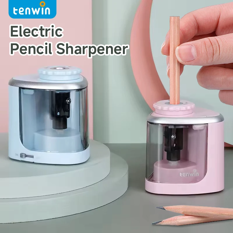 Tenwin Portable Electric/Manual 2 in 1 Pencil Sharpener Automatic Pencil Sharpener Kids Adults Auto Pencil Sharpener Stationery