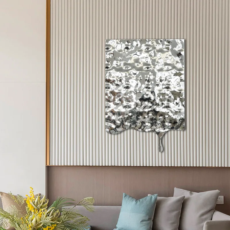 Home Modern Simple Creative Stainless Steel Drip Decoration Hanging Painting Hotel Clubhouse Lobby Wall Three-dimensional