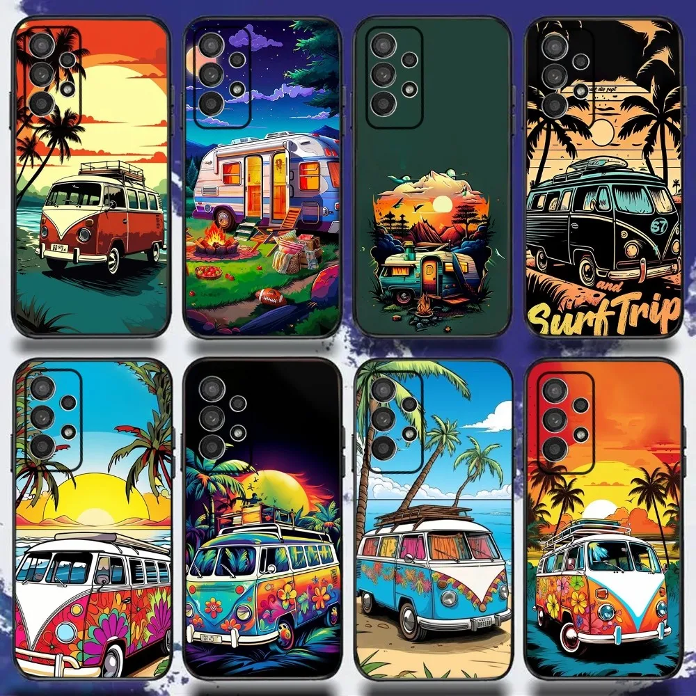 

Combi Van Surf Phone Case For Samsung S21,S22,S23,S30,Ultra,S20,Plus,Fe,Lite,Note,10,9,5G Black Soft Cover