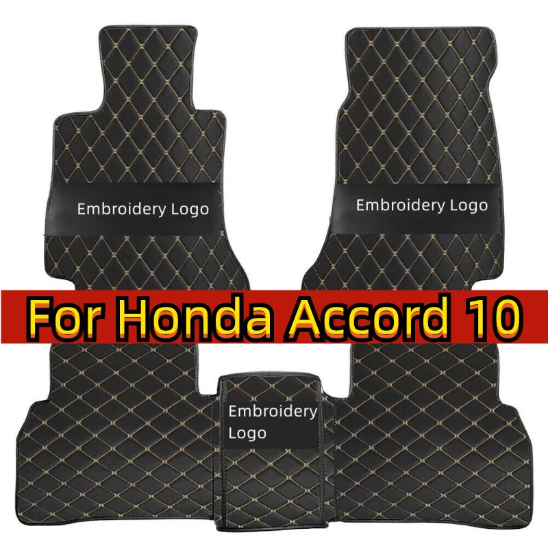 Car Floor Mats For Honda Accord 10 10th CV1 CV2 CV3 2018~2022 Auto Foot Pads Luxury Leather Mat Carpet Rug Car Accessories 2019