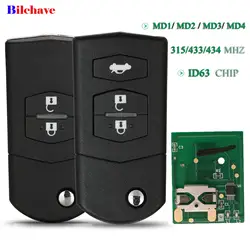 jingyuqin 2/3 przyciski do Mazda M3 M6 M5 Axela Atenza Flip Remote Key 315Mhz/434Mhz z chipem 4D63 Fob 41797/41528/41521/41840