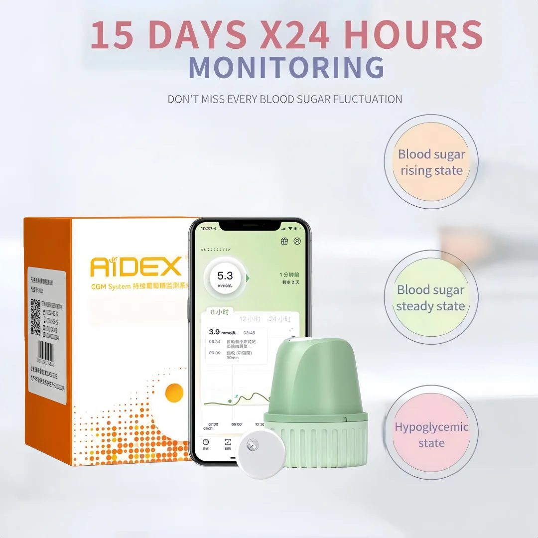 Versión actualizada del sensor del medidor de glucosa en sangre AidexX. Monitoreo sostenible del glucosa durante 15 días, glucosa en sangre Freestyle Libre