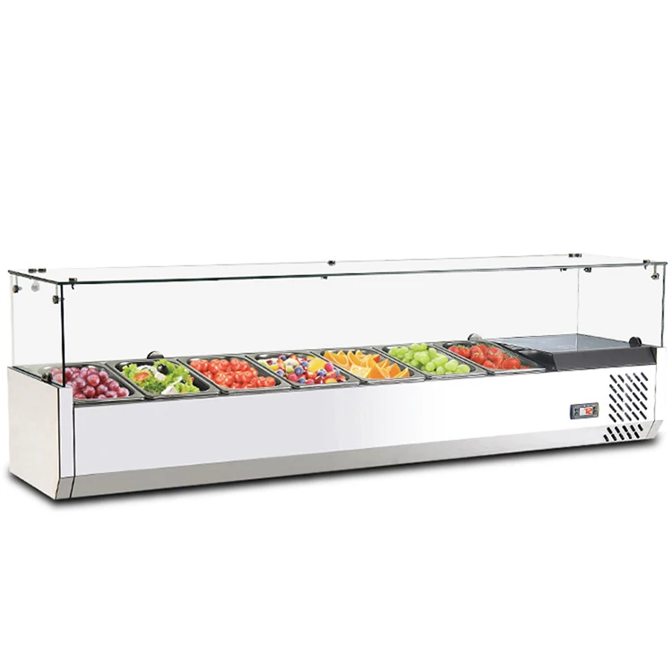 Glass Salad Showcase Bakery Fruit Refrigerated Display Vegetable Display Refrigerator Cabinet