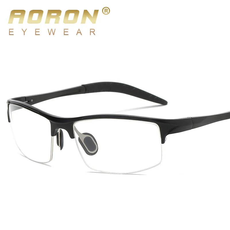 

New spectacle frame men's sports flat lens can be equipped with myopia glasses aluminum magnesium half frame optical spectacle