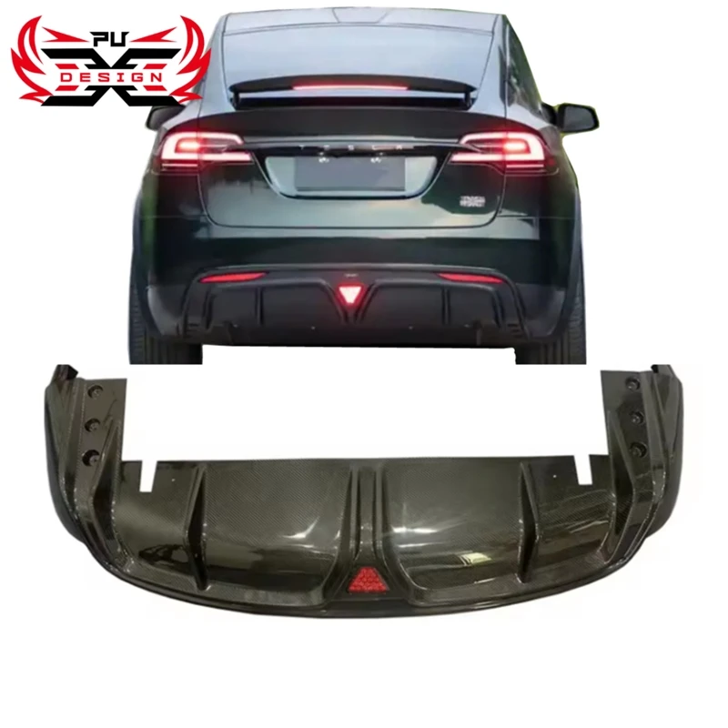 C Style Rear Diffuser Rear Bumper Carbon Fiber Car Body Kit For Tesla Model X Plaid 2021-2023