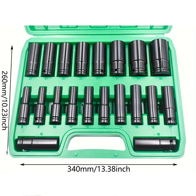 20 sztuk zestawu kluczy elektrycznych 8-32 mm, sześciokątna wiertarka elektryczna ze stali wysokowęglowej, gniazdo wkrętaka pneumatycznego, czarne — zdjęcie 6