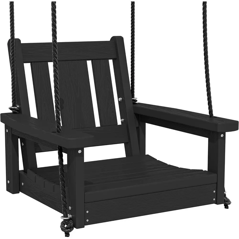 Columpio para un solo porche, columpio resistente para una sola persona con 2 cuerdas colgantes de polipropileno, silla colgante Adirondack para exteriores